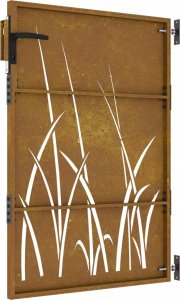 vidaXL Furtka ogrodowa, 85x125 cm, stal kortenowska, motyw trawy 6