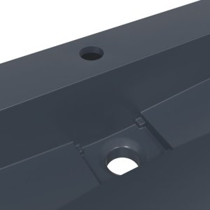 vidaXL Umywalka, 120x46x11 cm, kompozyt mineralny/marmurowy, antracyt 8