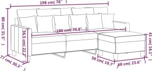 vidaXL 3-osobowa sofa z podnóżkiem, czarna, 180 cm, tkaniną 7