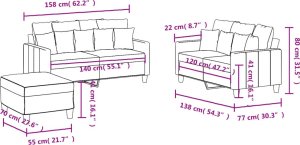 vidaXL 3-częściowy komplet wypoczynkowy z poduszkami, czarna, tkanina 9