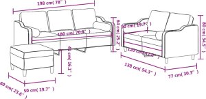vidaXL 3-cz. komplet wypoczynkowy z poduszkami, czarny, tkanina 10