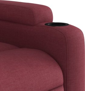 vidaXL Elektryczny fotel rozkładany, winna czerwień, obity tkaniną 11