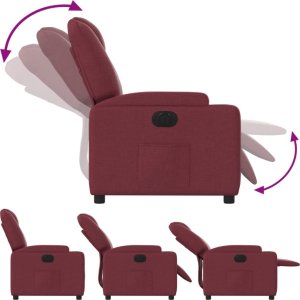 vidaXL Elektryczny fotel rozkładany, winna czerwień, obity tkaniną 7