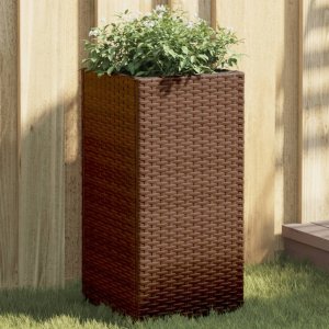 vidaXL Donice ogrodowe, 2 szt., brązowe, 30x30x60 cm, rattan PE 1