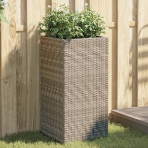 vidaXL Donice ogrodowe, 2 szt., szare, 40x40x80 cm, rattan PE 1