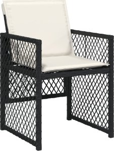 vidaXL 9-cz. zestaw mebli ogrodowych z poduszkami, czarny, rattan PE 4
