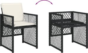 vidaXL 9-cz. zestaw mebli ogrodowych z poduszkami, czarny, rattan PE 7