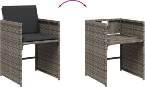 vidaXL 7-cz. zestaw mebli ogrodowych z poduszkami, szary, rattan PE 6