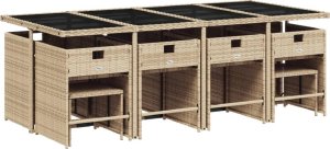 vidaXL 13-cz. zestaw mebli do ogrodu, poduszki, beżowy, rattan PE 3