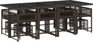 vidaXL 13-cz. zestaw mebli do ogrodu, poduszki, brązowy, rattan PE 3