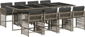 vidaXL 9-cz. zestaw mebli ogrodowych z poduszkami, szary, rattan PE 2