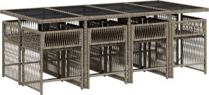 vidaXL 9-cz. zestaw mebli ogrodowych z poduszkami, szary, rattan PE 3