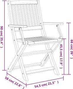 vidaXL Składane krzesła ogrodowe, 6 szt., 54,5x58x90 cm, akacja 7