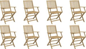 vidaXL Składane krzesła ogrodowe, 8 szt., 54,5x58x90 cm, akacja 2