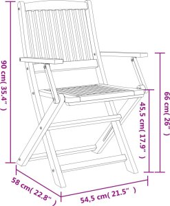 vidaXL Składane krzesła ogrodowe, 8 szt., 54,5x58x90 cm, akacja 7