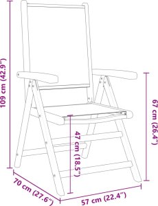 vidaXL Rozkładane krzesła ogrodowe, 6 szt., niebiesko-biała tkanina 10