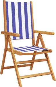 vidaXL Rozkładane krzesła ogrodowe, 8 szt., niebiesko-biała tkanina 3