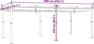vidaXL Altana ogrodowa ze zwijanym dachem, antracytowa, 3x6 m 11
