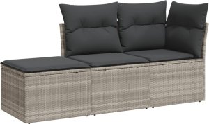 vidaXL 3-cz. zestaw mebli ogrodowych, poduszki, jasnoszary, polirattan 2