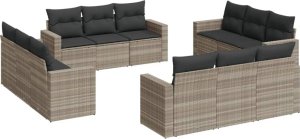 vidaXL 12-cz. zestaw mebli ogrodowych, z poduszkami, jasnoszary 2