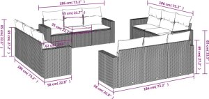 vidaXL 12-cz. zestaw mebli ogrodowych, z poduszkami, jasnoszary 3