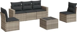 vidaXL 6-cz. zestaw mebli ogrodowych, z poduszkami, jasnoszary 2