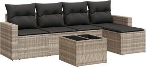 vidaXL 6-cz. zestaw mebli ogrodowych, z poduszkami, jasnoszary 2