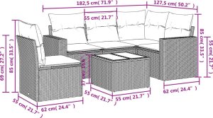 vidaXL 6-cz. zestaw mebli ogrodowych, z poduszkami, jasnoszary 3