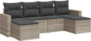 vidaXL 6-cz. zestaw mebli ogrodowych, z poduszkami, jasnoszary 2