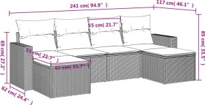 vidaXL 6-cz. zestaw mebli ogrodowych, z poduszkami, jasnoszary 3