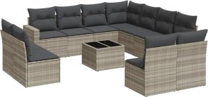 vidaXL 12-cz. zestaw mebli ogrodowych, z poduszkami, jasnoszary 2