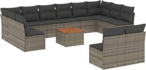 vidaXL 13-cz. zestaw mebli ogrodowych z poduszkami, szary, polirattan 2