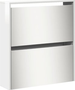 vidaXL Szafka na buty z lustrem, biała z połyskiem, 63x17x169,5 cm 7