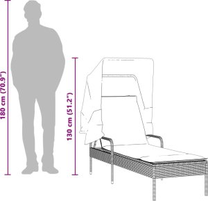 vidaXL Leżaki z zadaszeniem i stolikiem, 2 szt., brązowe, polirattan 11
