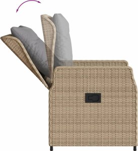 vidaXL 9-cz. zestaw mebli ogrodowych z poduszkami, beżowy, polirattan 5