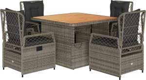 vidaXL 5-cz. zestaw mebli ogrodowych z poduszkami, szary, rattan PE 2