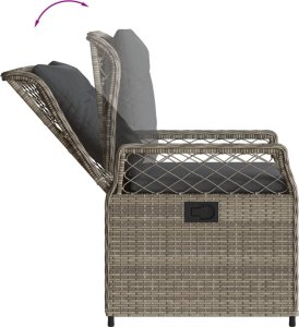 vidaXL 5-cz. zestaw mebli ogrodowych z poduszkami, szary, rattan PE 6