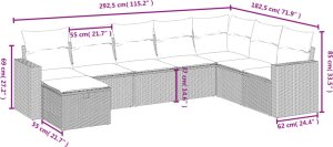 vidaXL 8-cz. zestaw mebli ogrodowych, poduszki, jasnoszary polirattan 4