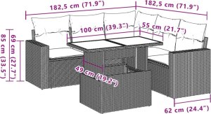 vidaXL 6-cz. zestaw mebli ogrodowych z poduszkami, beżowy, polirattan 10