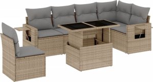 vidaXL 7-cz. zestaw wypoczynkowy do ogrodu, z poduszkami, beżowy 2