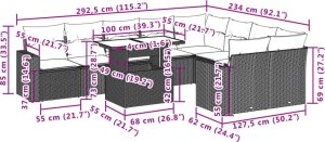 vidaXL 10-cz. zestaw mebli ogrodowych z poduszkami, beżowy, polirattan 10