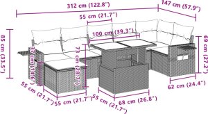 vidaXL 8-cz. zestaw mebli ogrodowych z poduszkami, beżowy, polirattan 12