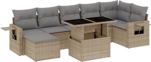vidaXL 8-cz. zestaw mebli ogrodowych z poduszkami, beżowy, polirattan 2