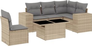 vidaXL 6-cz. zestaw mebli ogrodowych z poduszkami, beżowy, polirattan 2