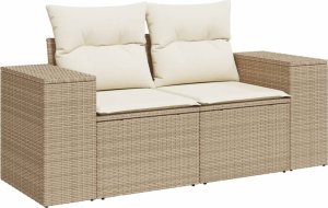 vidaXL 7-cz. zestaw wypoczynkowy do ogrodu, z poduszkami, beżowy 6