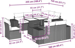 vidaXL 9-cz. zestaw mebli ogrodowych z poduszkami, beżowy, polirattan 9