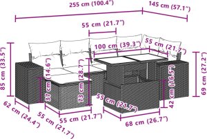 vidaXL 7-cz. zestaw wypoczynkowy do ogrodu, z poduszkami, beżowy 9
