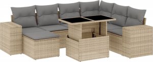 vidaXL 8-cz. zestaw mebli ogrodowych z poduszkami, beżowy, polirattan 2