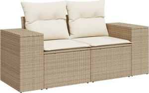 vidaXL 11-cz. zestaw mebli ogrodowych z poduszkami, beżowy, polirattan 6