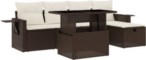 vidaXL 6-cz. zestaw wypoczynkowy do ogrodu, z poduszkami, brązowy 2
